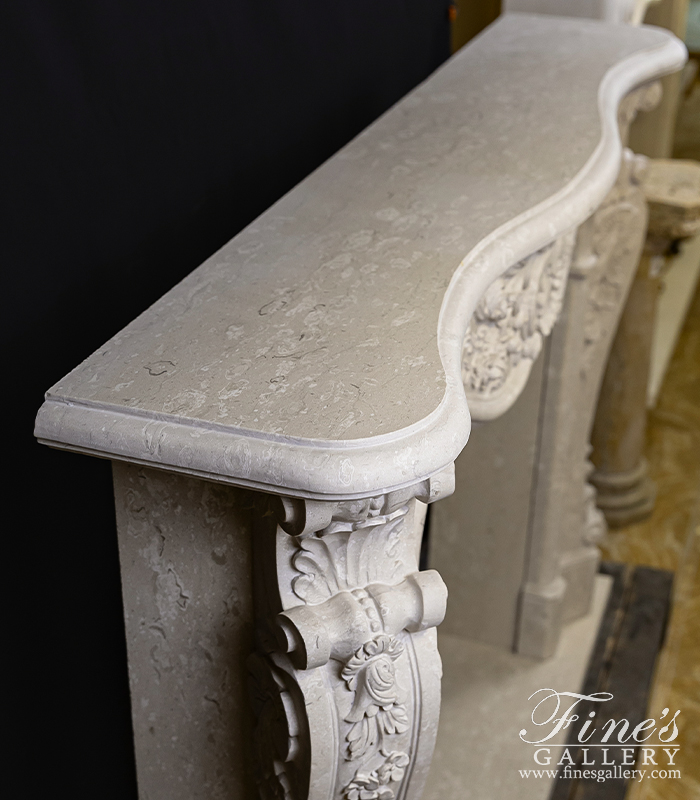 Marble Fireplaces  - Rococo Era Mantel In Italian Perlato Royal Marble - MFP-2264